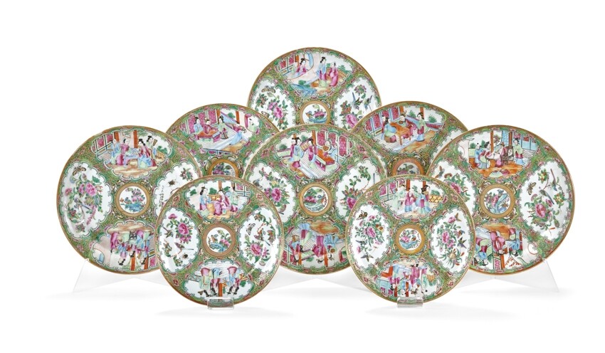 Group of twenty Famille Rose dishes China, second half of 19th Century