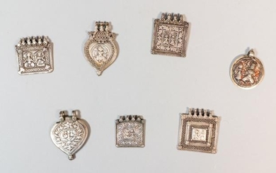 Grouping of 7 Silver Indian Pendants