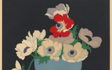 HALL THORPE (1879-1947) Anemones woodcut 24 x 29.5cm
