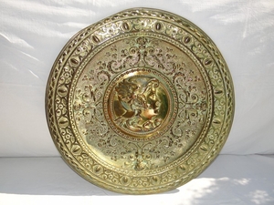 HEAVILY EMBOSSED BRASS 24" CHARGER