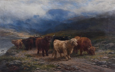 HENRY GARLAND, BRITISH 1834-1913, GLIMPSE OF THE HIGHLANDS, Oil on canvas, 26 1/2 x 33 in. (67.3 x 83.8 cm.), Frame: 39 x 50 in. (99.1 x 127 cm.)
