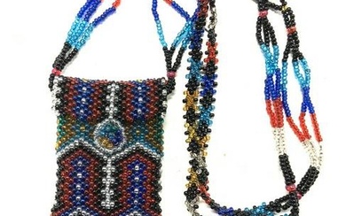 Hand Crafted Seed Bead Purse Necklace