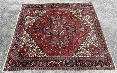 Hand Knotted Persian Heriz Rug 12.9x11 ft