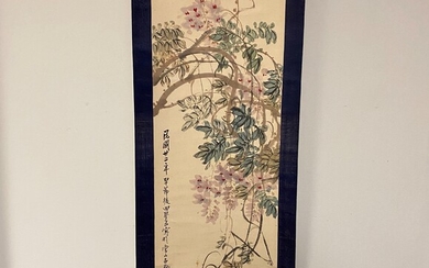 Hanging Scroll Depicting Wisteria Vines