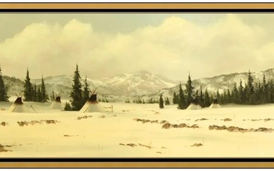 Heinie Hartwig Original Oil Painting On Board Framed Signed Western Winter Art
