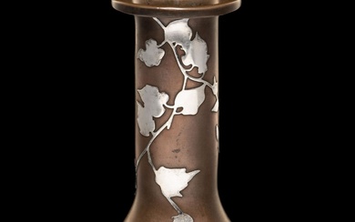 Heintz Sterling Silver on Bronze Vase #3596
