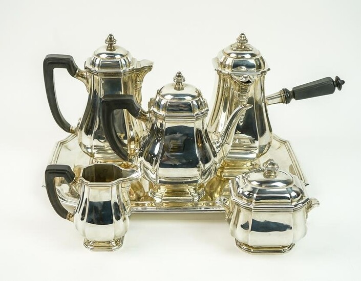 Henri Lapparra French Minerva Silver 6 pc Tea Set