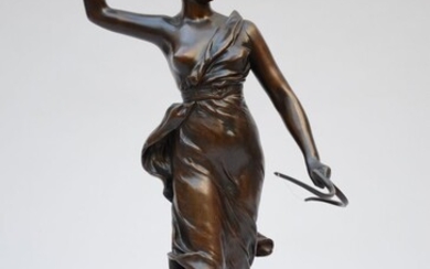 Henri Louis Levasseur: sculpture en bronze 'Diane' (h54cm)