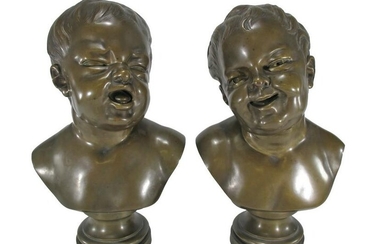 Huge 19th C pair of broze busts, E. Tassel Foundry