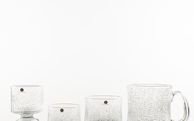 IITTALA, 14+4 pieces of glass tableware, “Ultima Thule” /"Senator”, Tapio Wirkkala and Timo Sarpaneva respectively, Iittala, Finland.