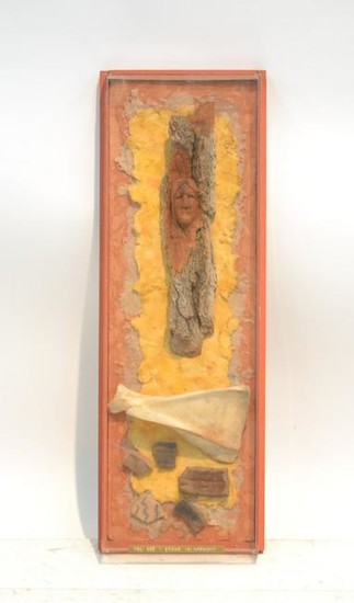 INDIAN FRAMED ART SCULPTURE WITH ARTIFACTS