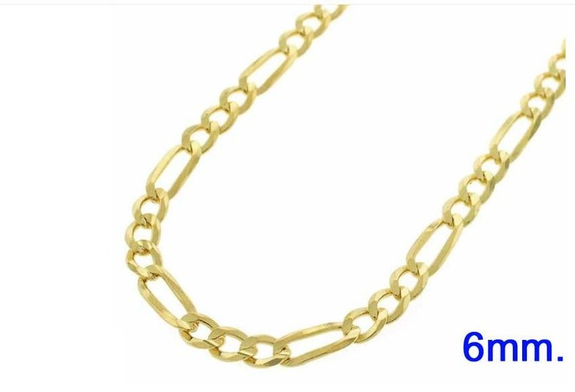 ITALIAN 14Kt 6MM FIGARO CHAIN NECKLACE 21In. 37.4 GRAMS