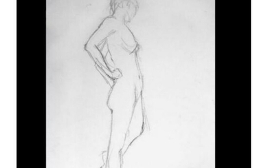 Impressionist Standing Nude Signed Drawing
