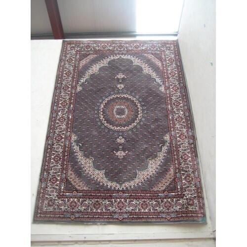 Indian Machine Woven Floor Rug with Central Medallion Design...