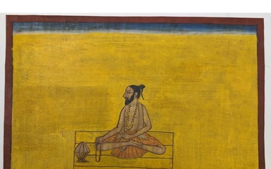 Indian Pahari School Miniature Painting Of An Ascetic Or A...