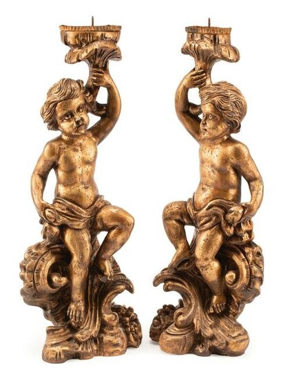 Italian Rococo-Style Carved Giltwood Prickets