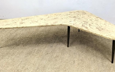 Italian Style Boomerang Table. Composite top with brass