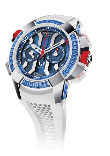 JACOB & CO JACOB & CO. EPIC X CHRONO MESSI ''ONLY WATCH'' SPECIAL EDITION This unique piece enhances the limited edition Messi with baguette-cut blue sapphires. Also included is a meet and greet for two people with Lionel Messi.