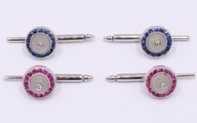 JEWELRY. (10) 18k Gold Ruby or Sapphire Studs.