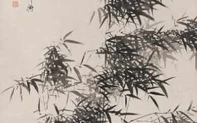 JIN SHI (20e SIÈCLE) BAMBOU Peinture chinoise en rouleau, encre sur papier, inscrite et datée...