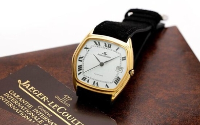 Jaeger-LeCoultre, beautiful cushion-shaped automatic watch in 18K yellow gold, with...