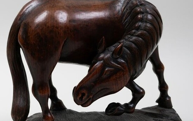Japanese Carved Wood Model of a Horse