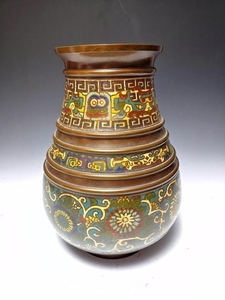 Japanese Cloisonne & Bronze Vase, Meiji Era