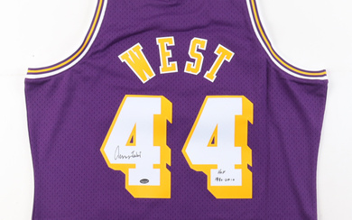 Jerry West Signed Lakers Jersey Inscribed "HOF 1980-2010" (Schwartz)