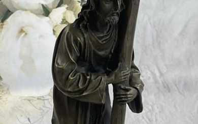 Jesus Christ Forced To Carry Cross Bronze Statue