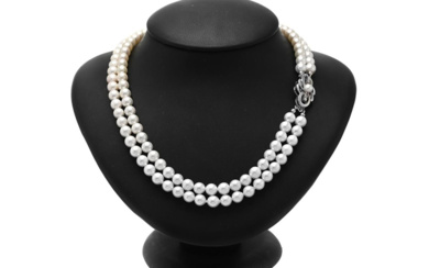 Jewellery Pearl necklace PEARL NECKLACE, 2-radigt, cultured pearls 6,5-7,0 m...