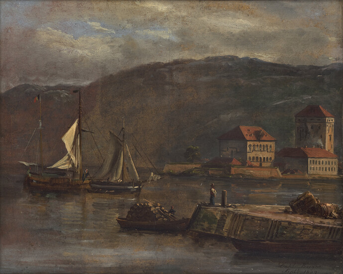 Johan Christian Dahl, «Bergen havn med Bergenhus» 1839