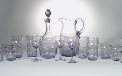 Josef Hoffmann, 14-teiliges Glasservice, Entwurf: um 1925, Ausführung: J. & L. Lobmeyr, Wien