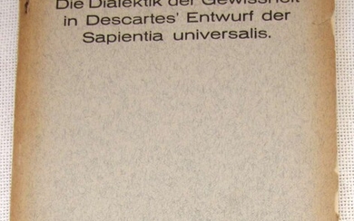 Julius Cohn, perished in Holocaust. Die Dialektik der Gewissenheit in Descartes’ Entwurf der Sapienia universalis, Dissertation, 1933, Hamburg