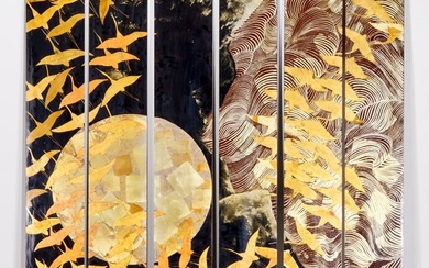 Kayama Matazo (attrib.), 6-panel lacquer painting