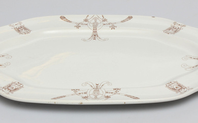Kuznetsov factory faience serving plate in Art Nouveau style Kuznetsov porcelain factory. Faience. With small defect.