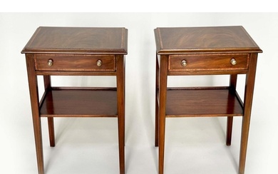LAMP TABLES, a pair, George III design mahogany and satinwoo...