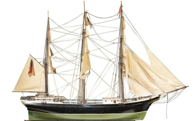 LARGE EARLY THREE-MASTED SAILING SHIP MODEL