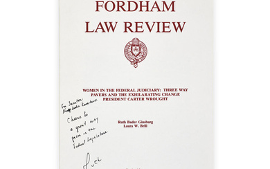 LAW REVIEW OFFPRINT SIGNED AND INSCRIBED BY RUTH BADER GINSBURG....