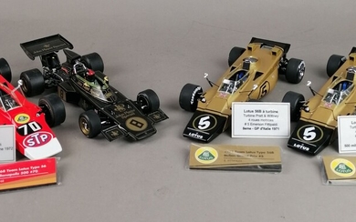 LOT de 4 véhicules F1 échelle 1/18, différents modèles dont Lotus 72 D ou Lotus...