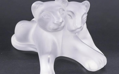 Lalique ''Tambwee Lion Cubs'' Crystal Figurine 5.5''. A