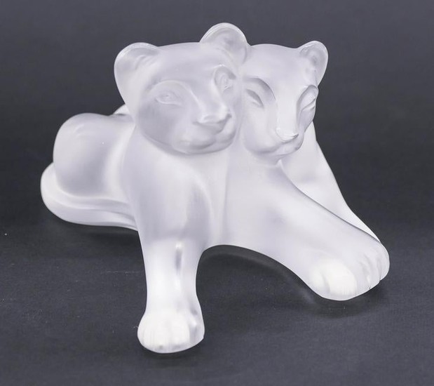 Lalique ''Tambwee Lion Cubs'' Crystal Figurine 5.5''. A
