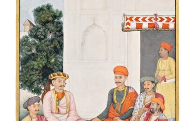 Lalita Parshad Seated with Four Companions, from the Fraser Album, Company School, Delhi, circa 1815-20