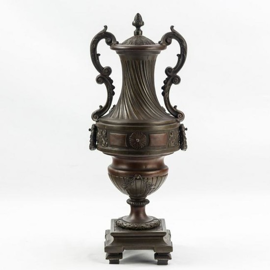 L&F Moreau French Bronze Cherub Amphora 18" Urn