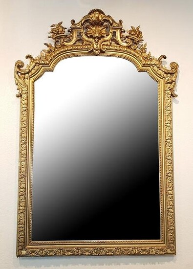 Large 19th C. French Giltwood Carved Mirror