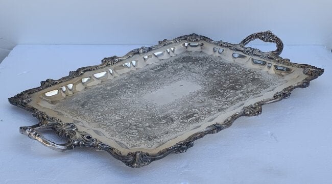 Large Footed Tray marked Wallace, P 896