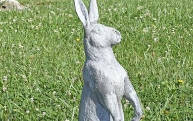 Large Lead Standing Rabbit Garden Figure