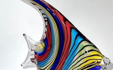 Large MURANO Art Glass Rainbow Angel Fish Sculpture