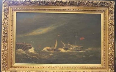 Large oil on canvas of a Marine rescue