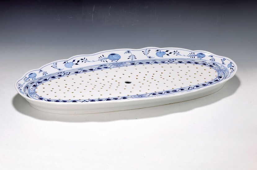 Large oval platter with drainer insert, Meissen, around...