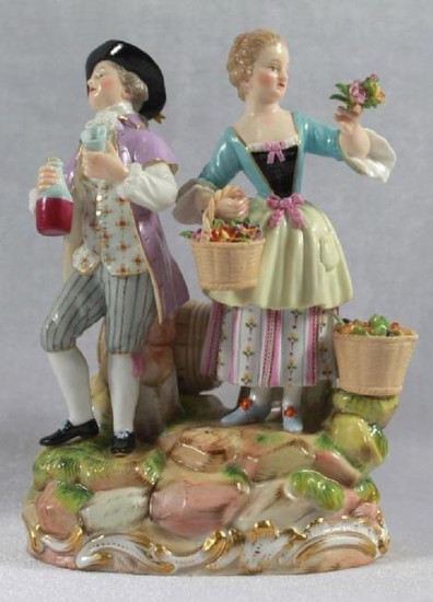 Late 19Th C Meissen Saxony Group Of Man And Woman